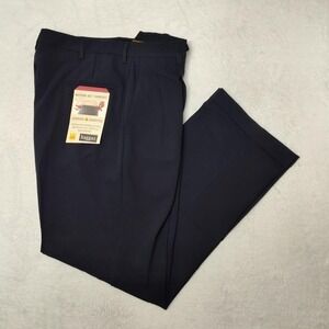 Haggar Pants Mens 34x32 Blue Polyester Rayon Spandex Classic Straight Stretch